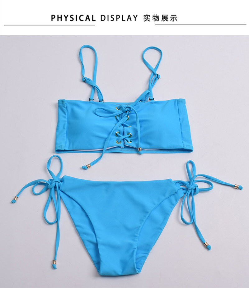 Châu Âu và Hoa Kỳ kỳ nghỉ mới gợi cảm áo tắm bikini dây áo tắm nữ ngực nhỏ là tam giác mỏng áo tắm một mảnh bikini nữ - Bikinis quần tắm biển