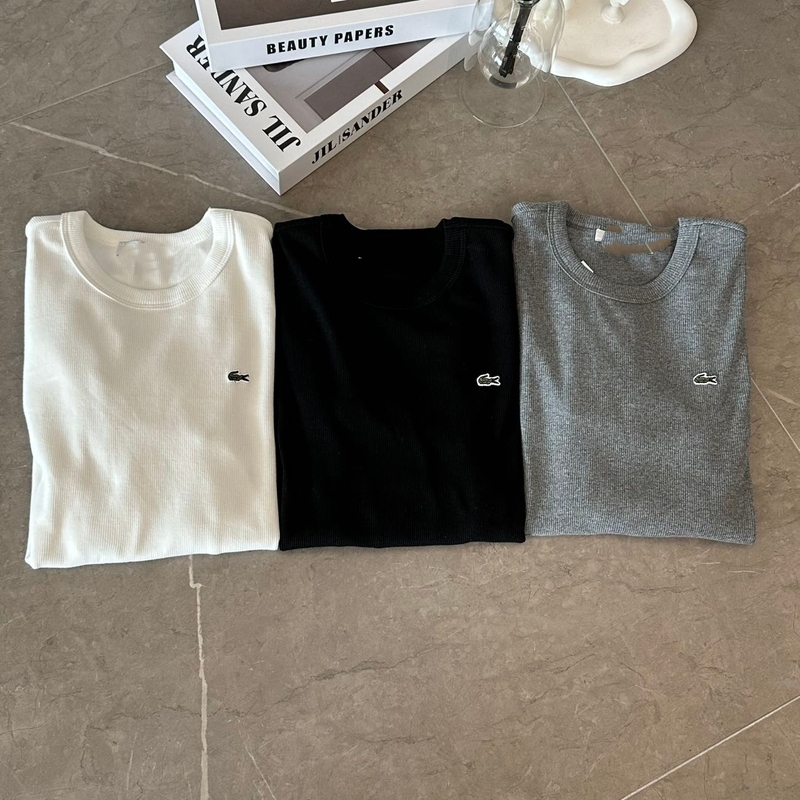 Classic and Versatile! New Spring/Summer Fish Embroidery Patch Ribbed Cotton Stretch Slim-Fit Round Neck Long-Sleeve T-Shirt Classic and Versatile! New Spring/Summer Fish Embroidery Patch Ribbed Cotton Stretch Slim-Fit Round Neck Long-Sleeve T-Shirt