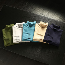 Fine soft turtleneck sweater Korean version of Joker slim youth thread clothes men trend solid color knitted base shirt tide