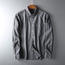 Japanese simple cotton spinning material foreign trade factory cut tail single solid color casual long sleeve shirt shirt shirt mens tide