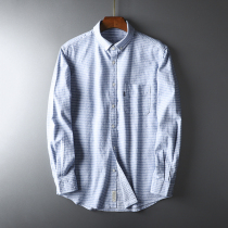 Everyone wants Oxford spinning shirt foreign trade Mens factory cut tail goods commuter Joker striped long sleeve shirt