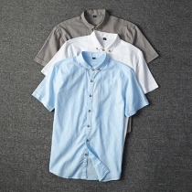 简约休闲 外贸工厂剪标男装时尚休闲修身纯棉短袖衬衫衬衣男潮