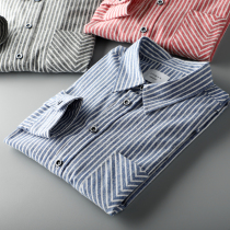 Fresh Day Ensemble Wind Comfort Better Foreign Trade Autumn Mens Fashion Commute 100 Hitch Striped Long Sleeve Shirt