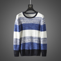 Spring 2020 new foreign trade factory cut mens fashion casual stripes thin round neck sweater