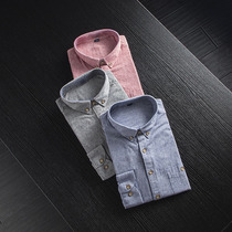 Spring and summer tide Foreign Trade mens clothing Japanese slim long sleeve shirt washed hair hair casual striped shirt tide man