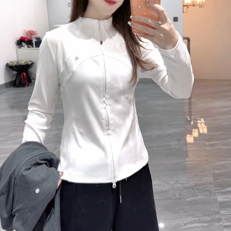 Plus-Size Korean-Style Simple Stand-Up Collar Double-Zip Long-Sleeve Jacket for Women, Early Spring, Slim Fit for Chubby Women, Makes You Look Slimmer, Inner Layer Top