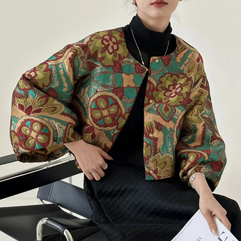 【Oil Painting Sunflower Outerwear】Outerwear/Spring and Autumn/Soft/New Chinese Style/Unique/Slimming National Trend Jacket