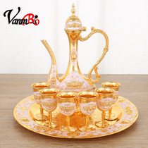 Light luxury liquor cup set household metal ancient hulk creative high-grade Russian famous wind wine dispenser