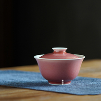 Zhenshantang handmade cover bowl single non-hot hand thin tire transparent tea bowl cowpea black tea utensil color glaze 150ml