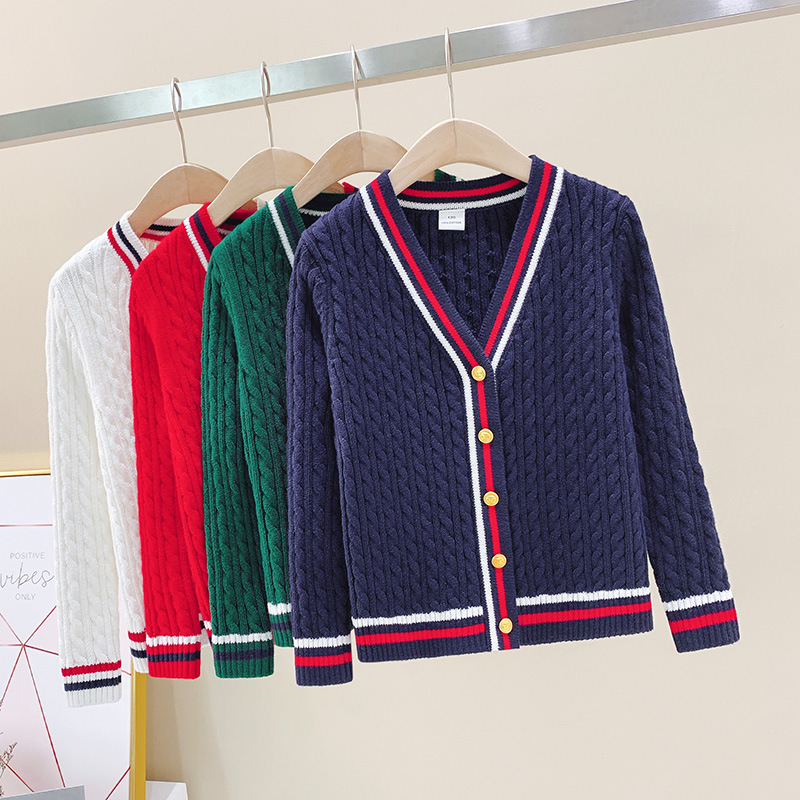 15 student long-sleeved cardigan sweater spring and autumn costumes 9-year-old boys and girls jacket 12 middle-aged children's sweater