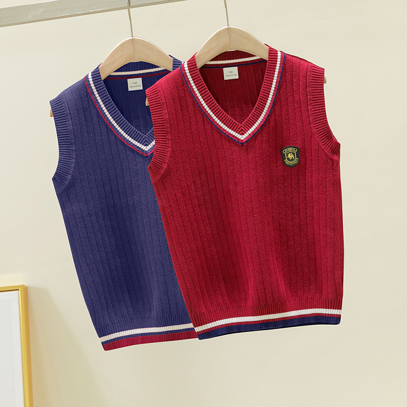 Children's clothing spring 2020 new vest children's vest vest student cotton vest boys and girls school uniform vest sweater