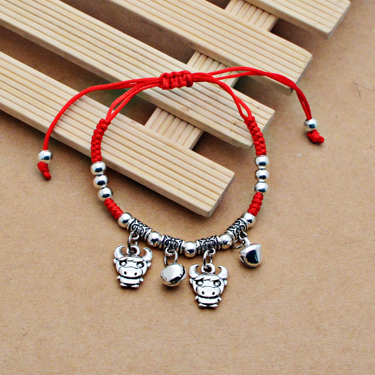 Vintage đỏ dây chuông vòng chân nữ sinh năm 12 cung hoàng đạo dệt gió cổ bạn gái gợi cảm mắt cá chân chuỗi - Vòng chân vòng chân bạc nữ đẹp