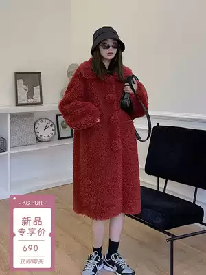 Lamb fur coat female long version Haining 2021 new cashmere coat fur winter young