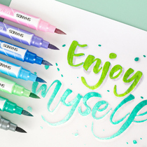 12 Color Metal Color Show Lipen Double Head Colour Softhead Brush Fluorescent Pen Small Block pupil Pearls Pearls