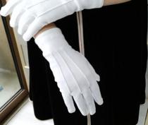 Boutique cotton white gloves high elastic thin cotton handstring beads play jewelry gloves with hotel plate