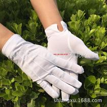 Hand back three-tendon buckle white gloves polyester cotton ceremonial performance driver anti-slip plate beads gloves 10 pairs up