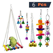 6-piece Amazon cross-border pop parrot toy bird supplies combination set swing Bell sling rattan ball