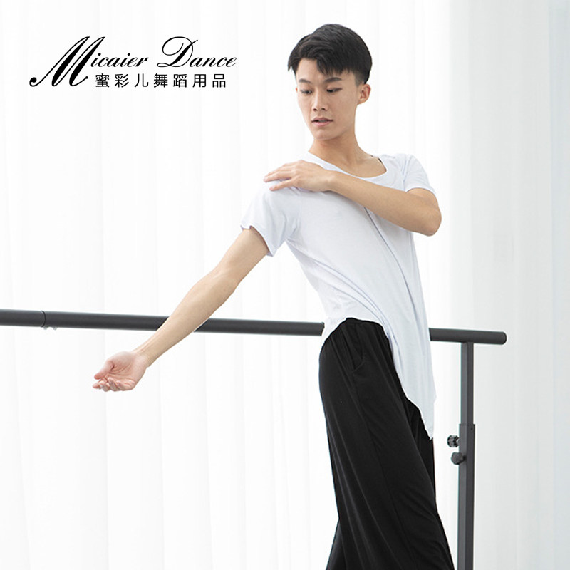 Summer male adult modern dance short-sleeved body training suit modal top T-shirt loose yoga suit