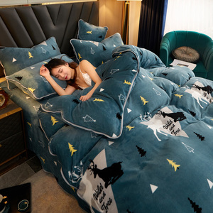 冬季牛奶绒四件套加厚双面绒珊瑚绒