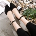 Xuân 2019 mới dày với khóa từ gót thấp với một đôi giày nữ với một đôi sandal cao gót nhọn 3cm giày sandal nữ đi học Sandal