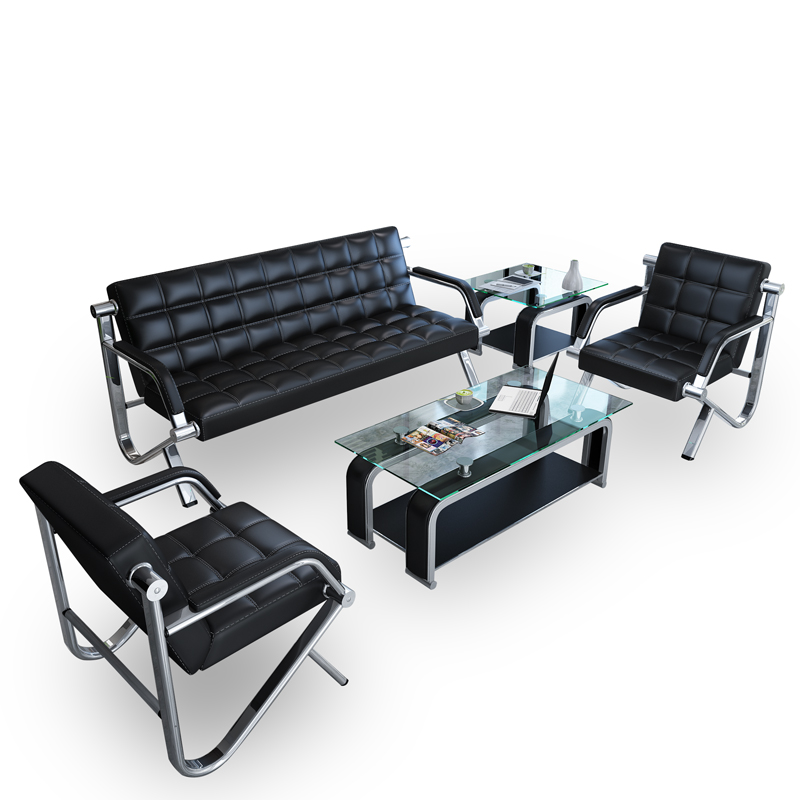 Office Sofa Simple Modern Three Person Business Furniture Reception Area Coffee Table Combination
