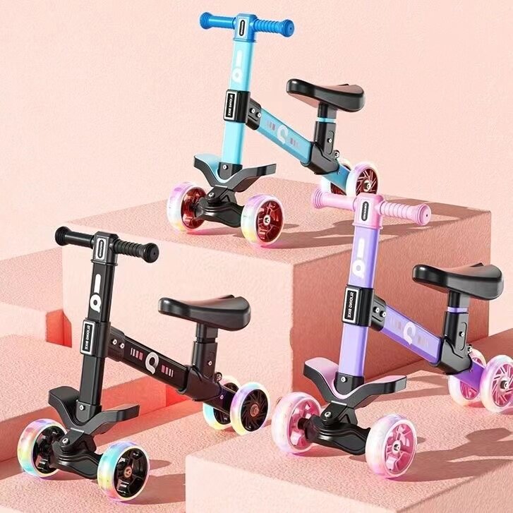 Three-in-one children's scooter three-wheel can sit flash 23456-year-old beginner male and female baby folding car