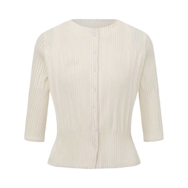Miyake Art Creation's 26Th New Model Top, Solid Color Versatile Single-Breasted Short Jacket, Slim Fit, Pleated Women's Clothing