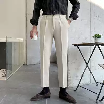 Casual trousers men's straight ankle-length pants Korean version of self-cultivation daily trend Joker business dress pendant solid color pants