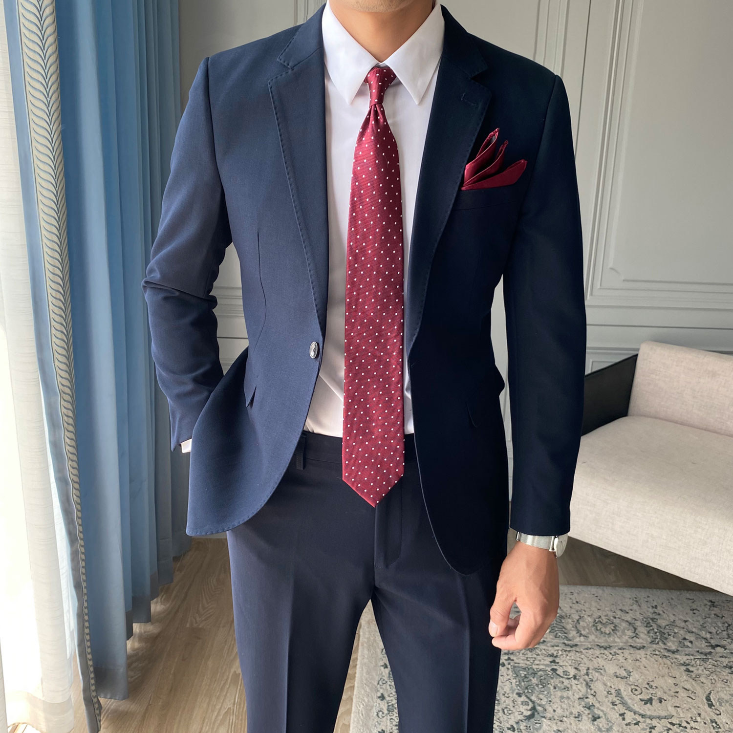 Casual suit jacket male Korean version slim single West trend handsome business wedding groom small suit male British style