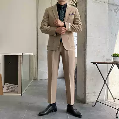 Casual suit suit suit men groom wedding dress slim Korean version handsome small suit male British style business dress