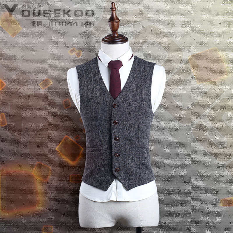 Spring and autumn British style retro suit vest men's Korean version of the tide men's youth slim casual vest best man tide