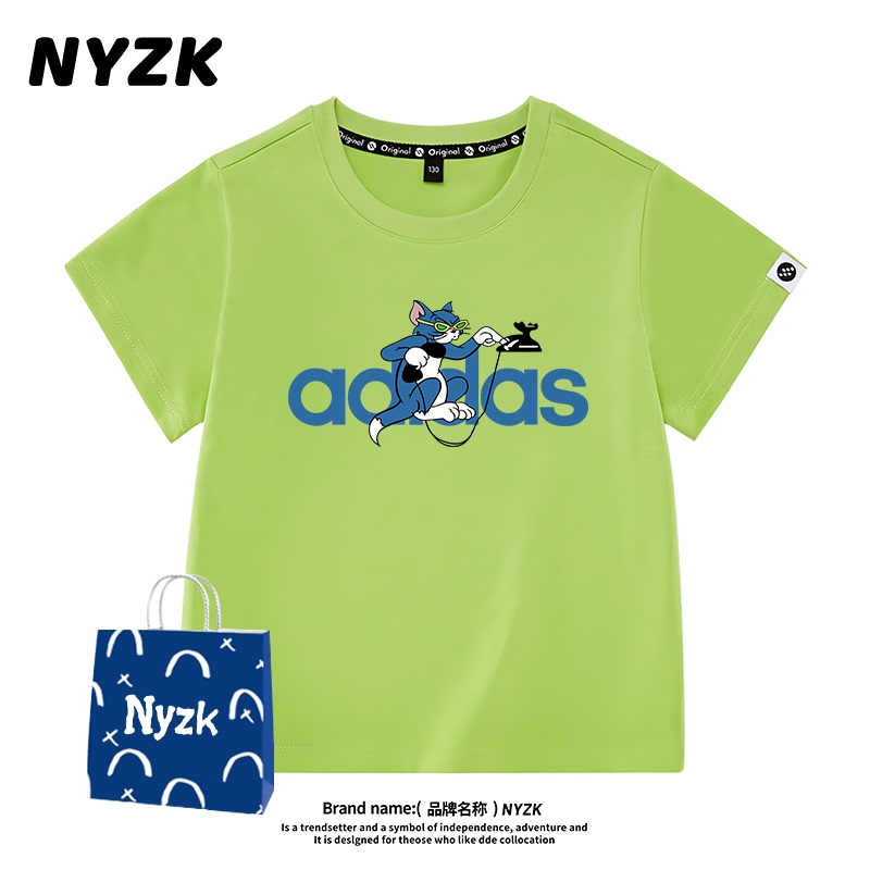 Nyzk Tom and Jerry Boys Short-Sleeved T-Shirt Pure Cotton Sports Style Top Loose and Skin-Friendly Kidsren and Girls Summer Clothes Nyzk Tom and Jerry Boys Short-Sleeved T-Shirt Pure Cotton Sports Style Top Loose and Skin-Friendly Kidsren and Girls Summer Clothes