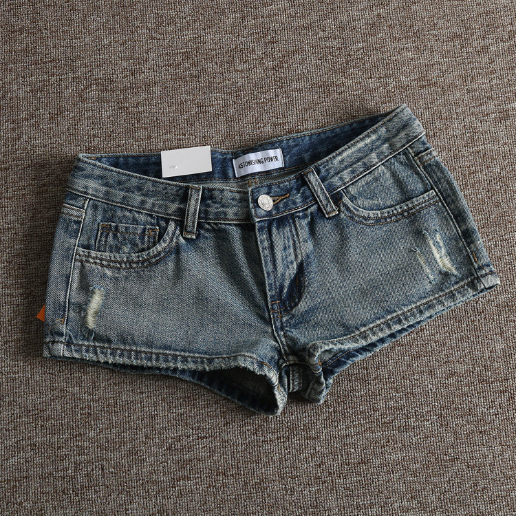 European and American Retro Distressed Washed Ripped Sexy Low-Waist Leg-Lengthening Hot Girl Denim Shorts Women's Hot Pants 2026 Summer European and American Retro Distressed Washed Ripped Sexy Low-Waist Leg-Lengthening Hot Girl Denim Shorts Women's Hot Pants 2026 Summer
