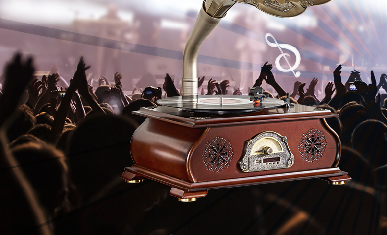 Máy ghi âm cổ máy ghi âm Paramount cổ loa âm thanh cổ điển phong cách châu Âu máy tính để bàn ghi âm retro - Máy hát 	đầu đĩa than audio technica at-lp60xbt