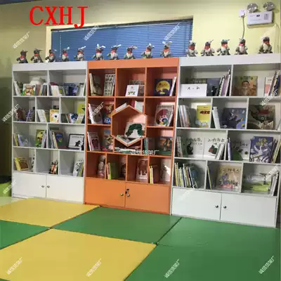 Custom shaped wooden shelves, book display cabinets, picture book hall combination racks, library display racks, wooden floor bookshelves