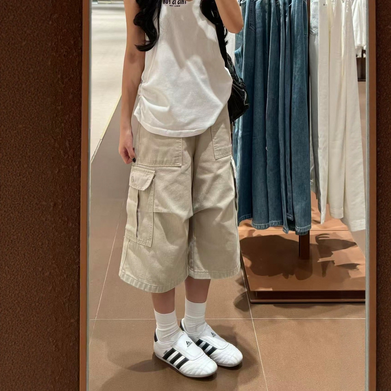 American-Style Workwear Cropped Denim Pants for Women, Summer Plus Size, High-Waisted, Loose, Slimming, Petite, Wide-Leg Mid-Length Pants American-Style Workwear Cropped Denim Pants for Women, Summer Plus Size, High-Waisted, Loose, Slimming, Petite, Wide-Leg Mid-Length Pants