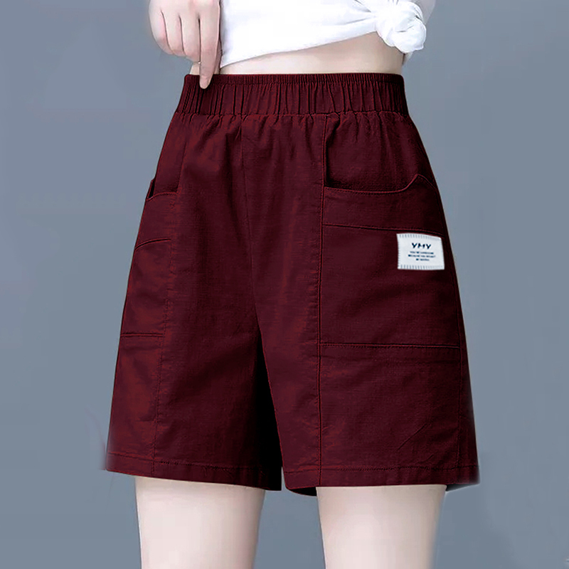 Workwear-Style Women's Summer 2023 New High-Waisted Loose Wide-Leg Mid-Length Shorts, Trendy Thin Women's Plus-Size Casual Shorts