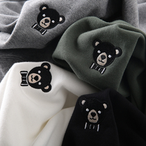 Japanese exquisite bear embroidery foreign trade factory cut mens spring and autumn leisure round collar pullover fleece sweater