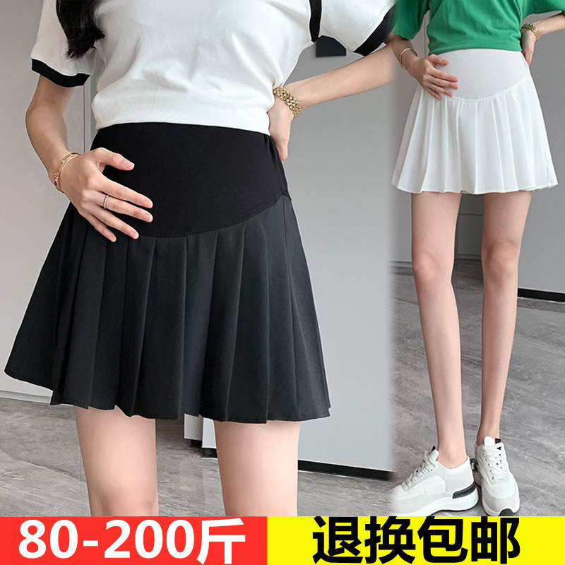 Plus Size Maternity Skirt Summer Thin Suit Fabric A-Line Skirt Popular Trendy Mom Short Skirt Pleated Skirt 100kg Plus Size Maternity Skirt Summer Thin Suit Fabric A-Line Skirt Popular Trendy Mom Short Skirt Pleated Skirt 100kg