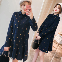 2021 maternity dress spring fashion loose dress fattened plus size medium long pendulum A- line dress 200 Jin