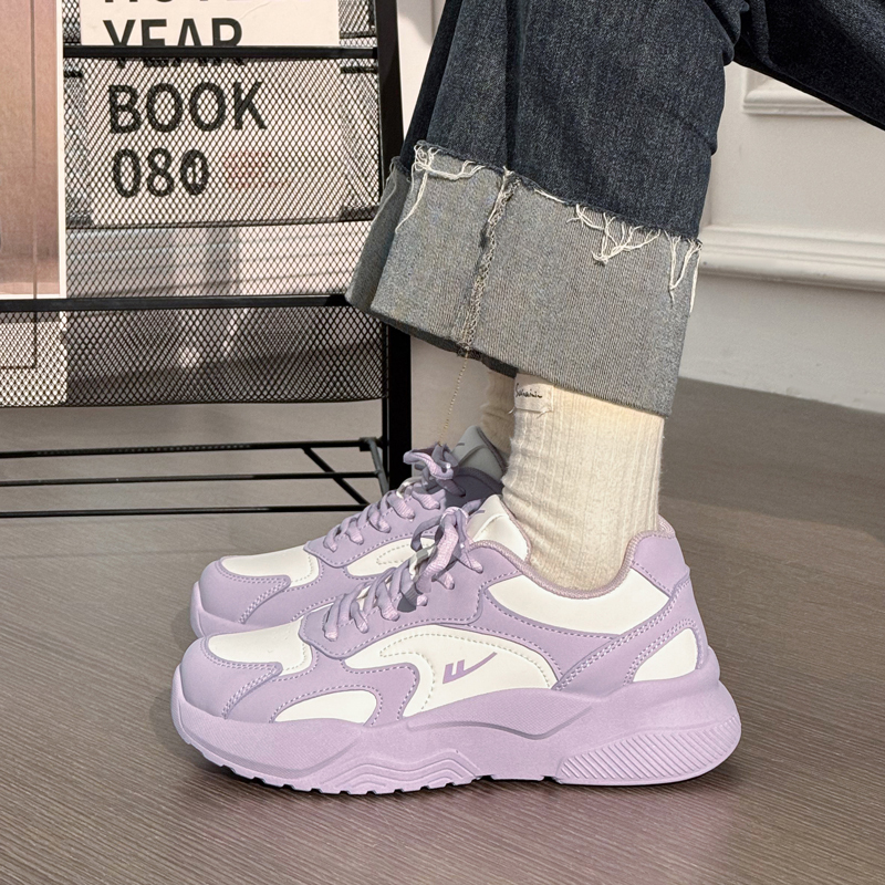 Warrior Women's Thick-Soled Dad Shoes 2026 New Model in Taro Purple, Versatile and Breathable Casual Sneakers for Students, Spring Season