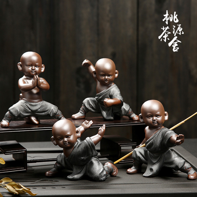Purple Sand Kung Fu Little Monk Handmade Shami Creative Ceramic Tea Table Tea Play Tea Worm Crafts Home Tea Pet Ornament