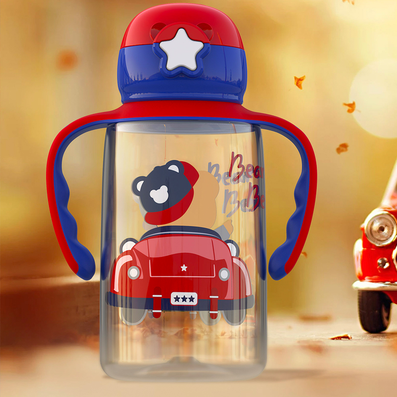 Bear Benz Summer Children's Water Glasses Men And Women Nursery School Anti-Fall Straws Cups Large Capacity Plastic Kettle