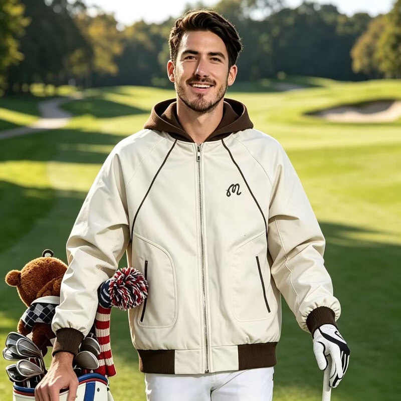 Korean Malbon Golf 26 Models Autumn and Winter Men's Detachable Hooded Color-Blocked Jacket Sweatshirt