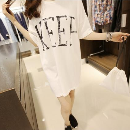 上新夏季新款宽松睡衣女 短袖T恤衫大码中长连衣裙睡裙休闲外穿家