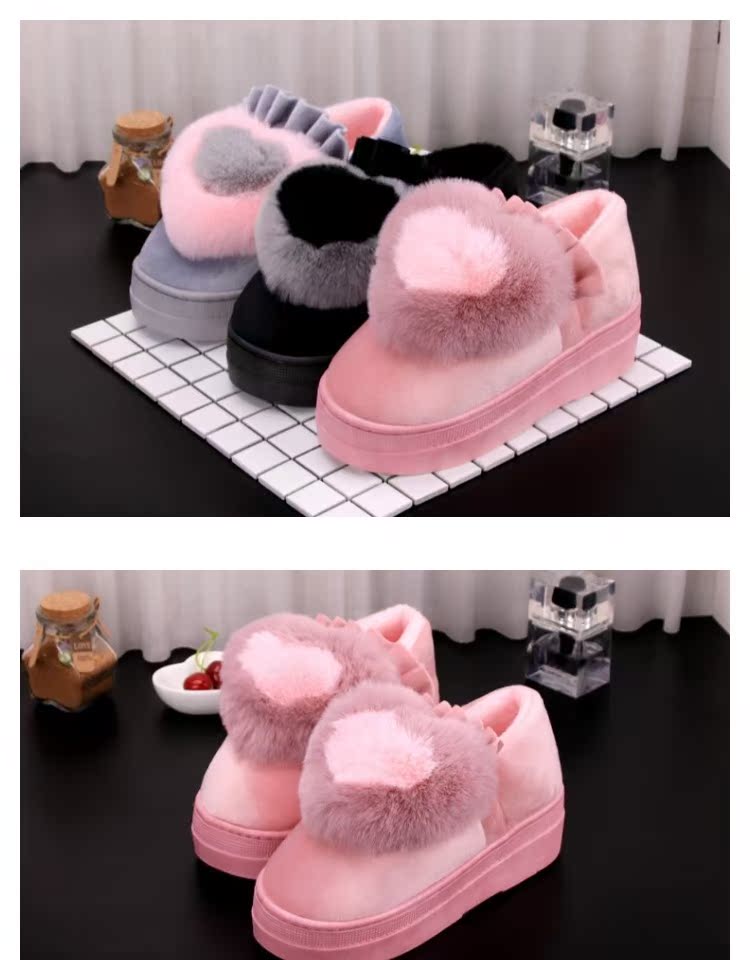 Dép cotton nữ mùa đông giày đế dày dễ thương Giày cao gót cotton cao gót chống trượt với cotton trailer nữ ấm trong tháng giày sandal nữ đế cao