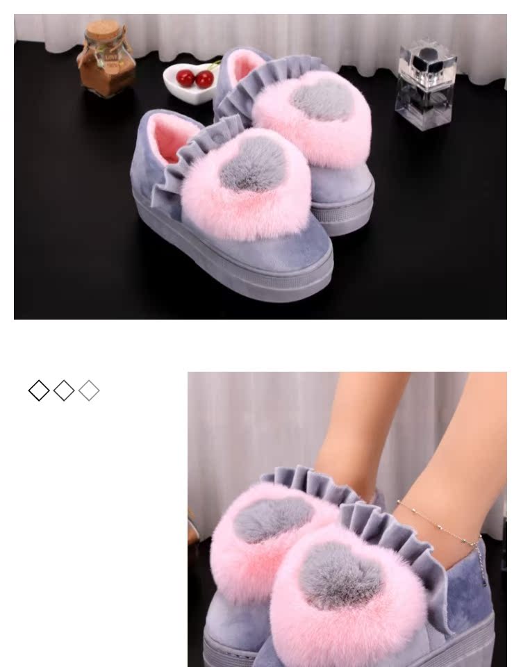 Dép cotton nữ mùa đông giày đế dày dễ thương Giày cao gót cotton cao gót chống trượt với cotton trailer nữ ấm trong tháng giày sandal nữ đế cao