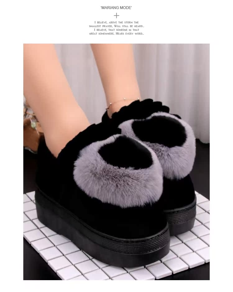 Dép cotton nữ mùa đông giày đế dày dễ thương Giày cao gót cotton cao gót chống trượt với cotton trailer nữ ấm trong tháng giày sandal nữ đế cao