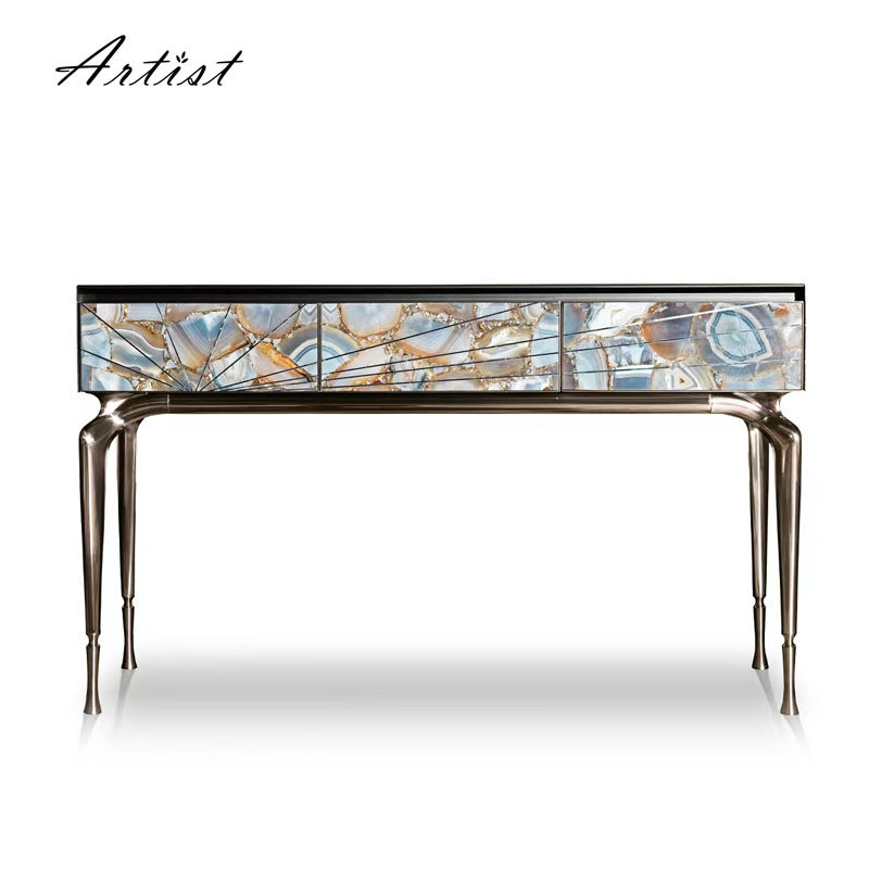 Italian light luxury Visionnaire porch table cabinet minimalist modern minimalist villa corridor stainless steel agate table
