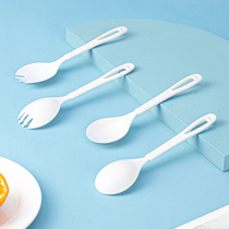 Disposable Plastic Spoon Commercial Plastic Sanitary Fork Spoon Cutlery Knife Dessert Spoon Individually Packaged Fast Food Spoon